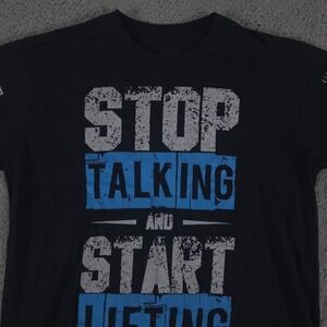 Grunt Style Shirt Mens Large Black Stop Talking and Start Lifting Graphic Gym